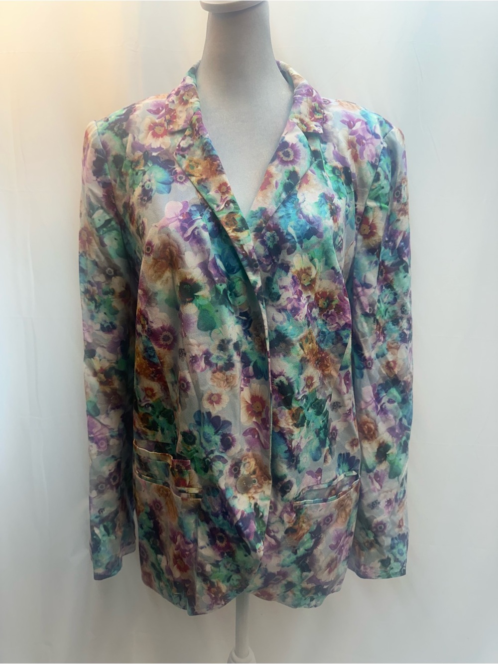hinge Floral Watercolor multi colored Blazer 1